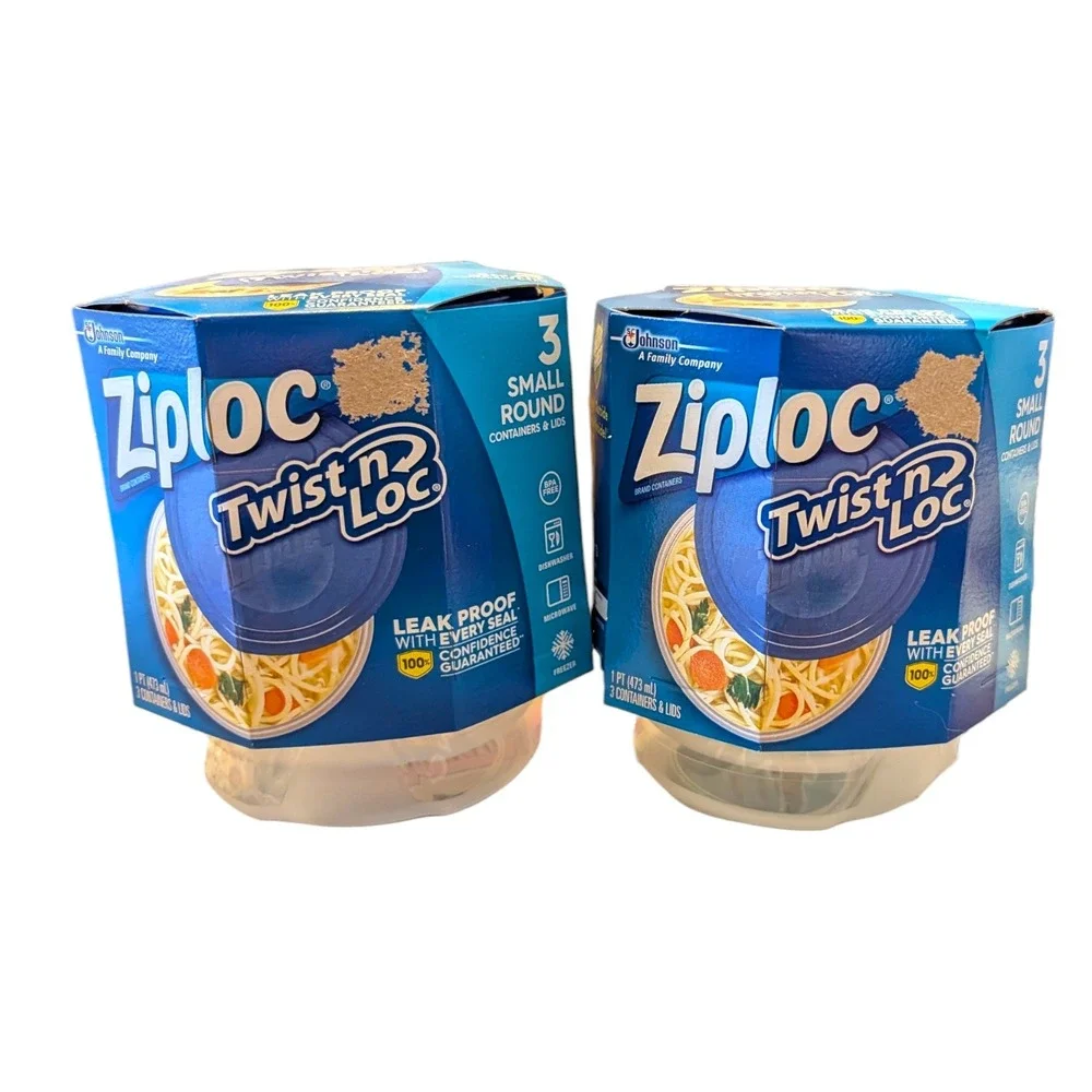 Ziploc Twist 'n‎ Loc Small Round Containers 16oz 2-Pack (6 Total) NEW
